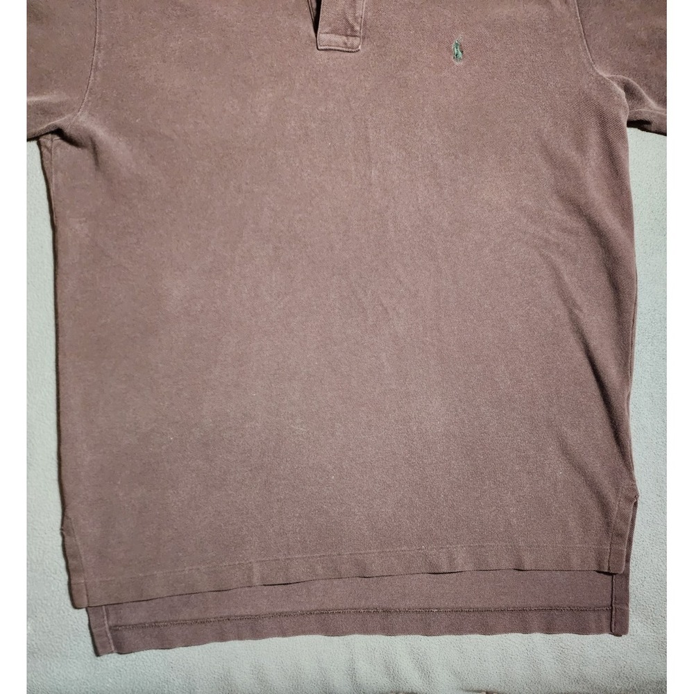 Polo Ralph Lauren T-Shirt Men Medium Brown Short Sleeve Collared Green Pony - Picture 3 of 16